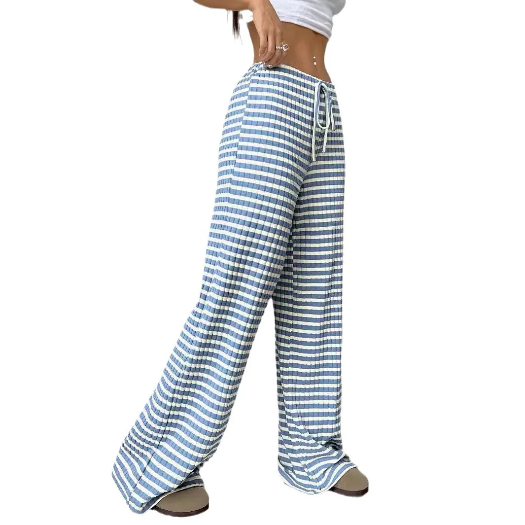 Women Striped Wide Leg Pants Summer