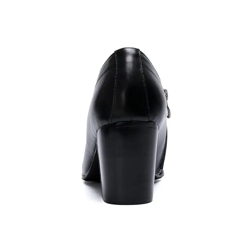 8cm high heels, men's leather shoes with pointed zippers, black leather shoes, men's designers, stage performances, parties