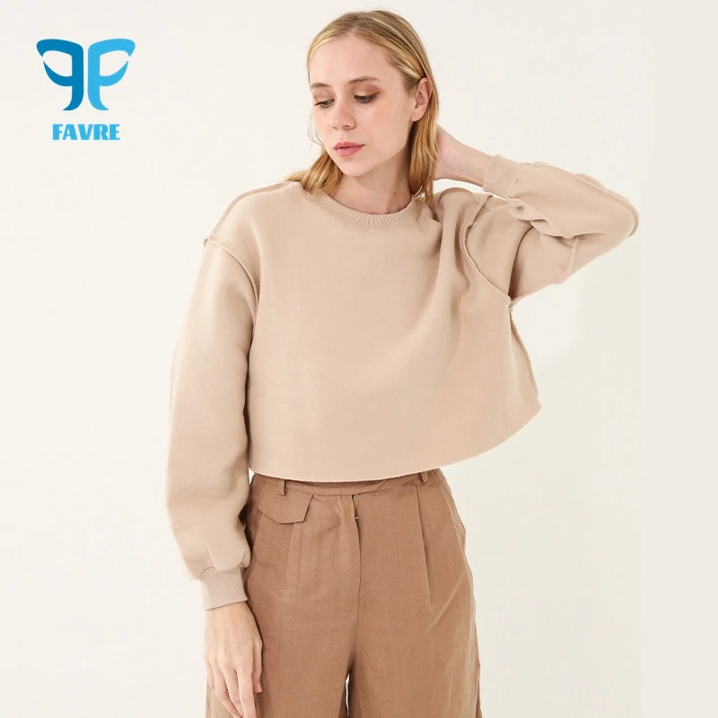 

Женские Простые однотонные толстовки FAVRE, флисовые толстовки для фитнеса и йоги, разноцветные модные уличные повседневные укороченные пуловеры в стиле Харадзюку