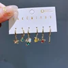 New Design Colorful Crystal Ocean Animal Mermaid Hoop Earrings Set for Women Gold Color Huggie Jewelry 3