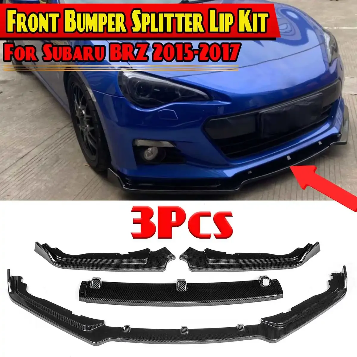 

High Quality Car Front Bumper Lip Chin Bumper Body Kits Splitter For Subaru BRZ 2015 2016 2017 Front Bumper Lip Splitter