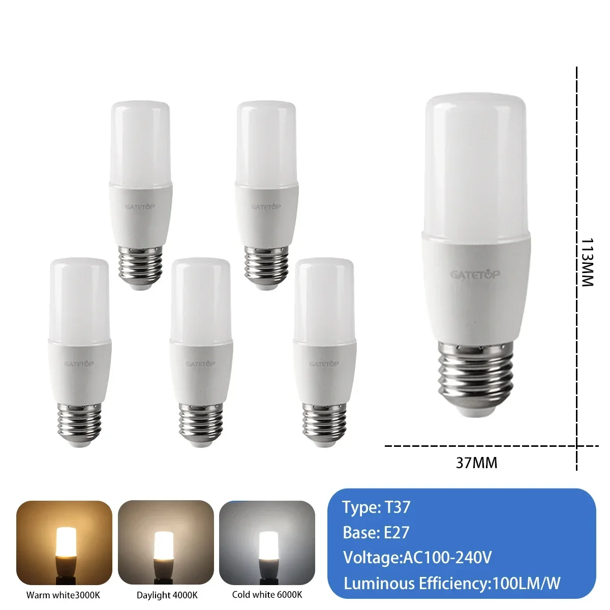 6pcs T37 E27