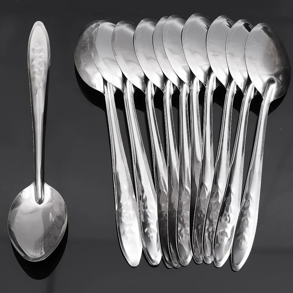 Description Picture 5 of item5/10Pcs Stainless Steel Spoon Ramen Noodles Tablespoons Scoop Rice Salad Stirring Scoop Home Kitchen Tableware Cooking Utensils