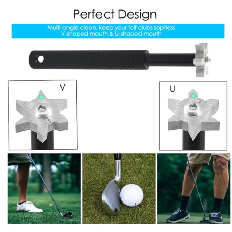 Golf Clean Tool Set Retractable Golf Club Brush and 2 Golf Club Groove Sharpener for U & V-Grooves Portable Golf Brush Tool Kits 6