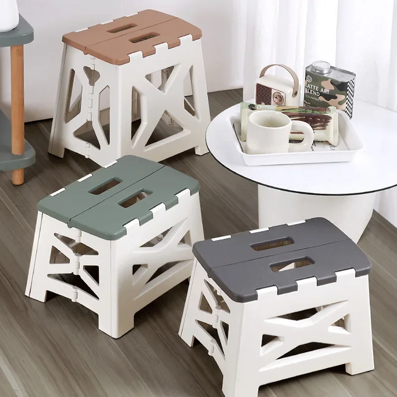 Folding stool portable foldable outdoor household plastic small stool for adult camping fishing