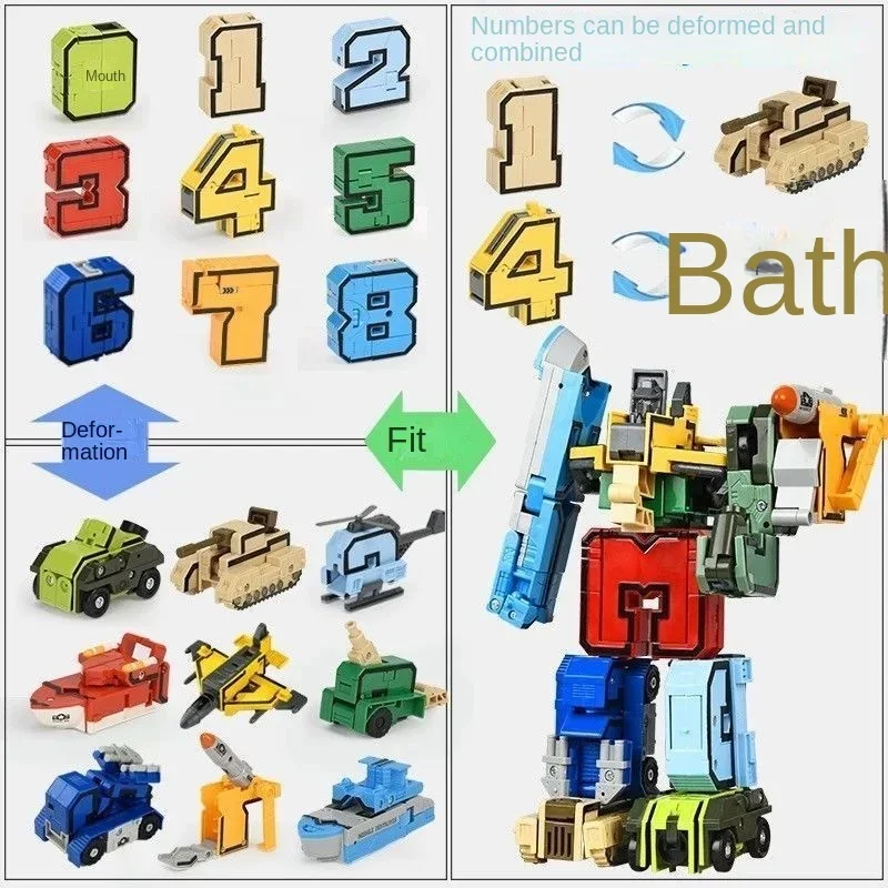 Digital Robot Transformation Children's Toys Autobots Alphabet Combination Diamond Block Assembly Boys Toys Gifts