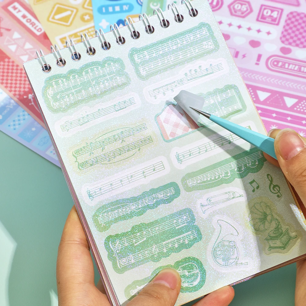 Cute Colorful Fantasy Paper Scrapbooking Stickers Book - 30 Unique Patterns for DIY Decorative Aesthetic Journaling