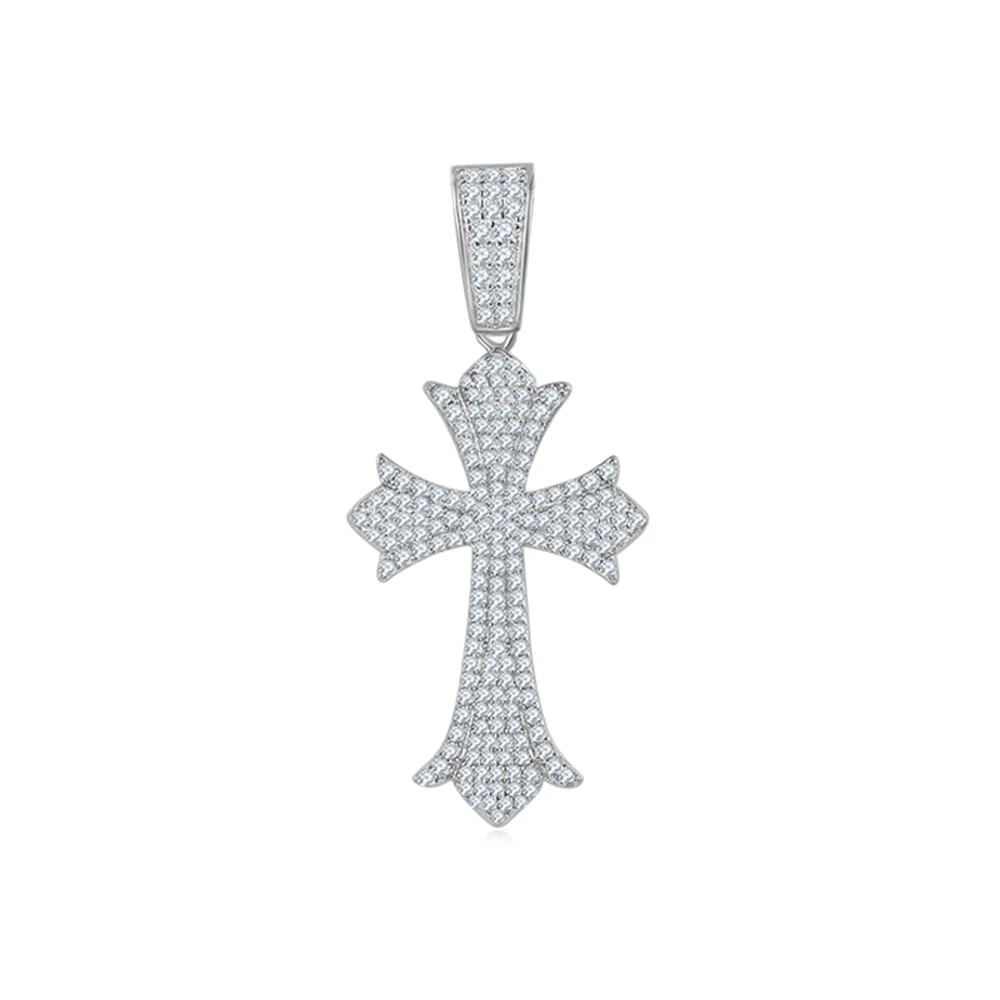 HanYu Vintage Luxury Moissanite Cross Pendant for Necklace 925 Sterling Silver Gold Plated D Color Moissanite Hiphop Pendant