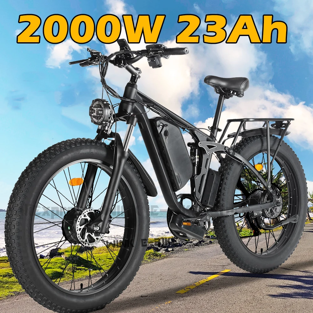 

Smlro 26Inch Electric Bicycle 2000W Dual Motor Ebike 48V 23Ah Mountain Snow E Bike 55KM/H Electric Bicycle 26" Fat Tire 7 Speed