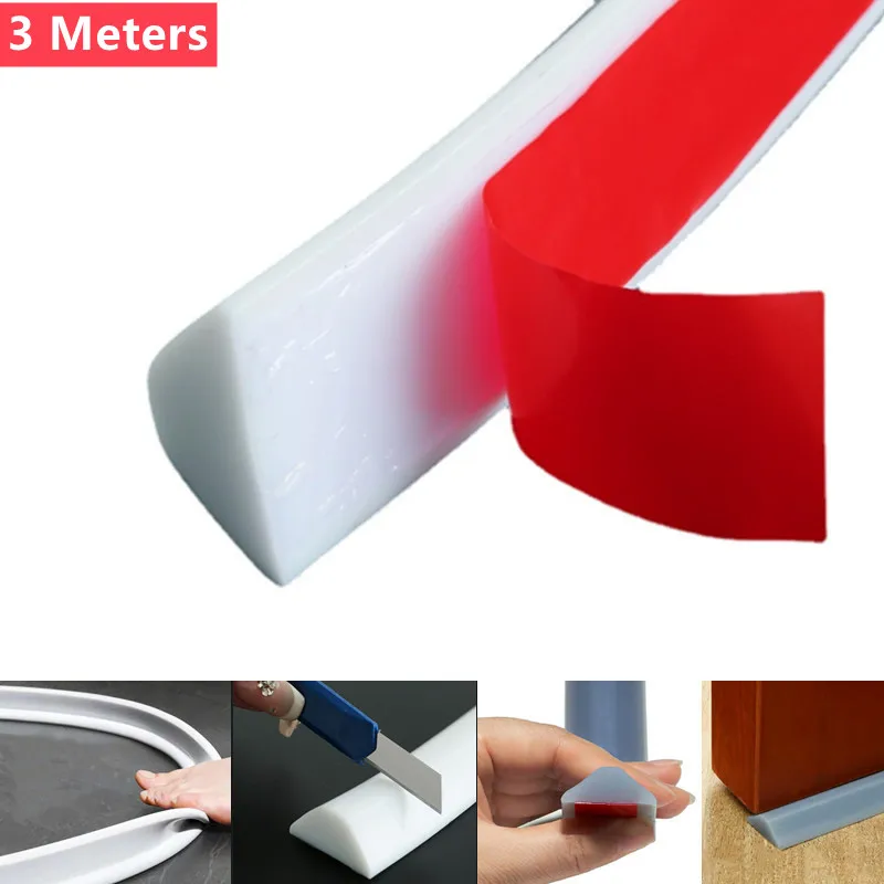 

Bathroom Silicone Water Retaining Strips Water Stopper Water Shower Dam Flood Barrier Dry &Wet Separation Silicone Seal Strip