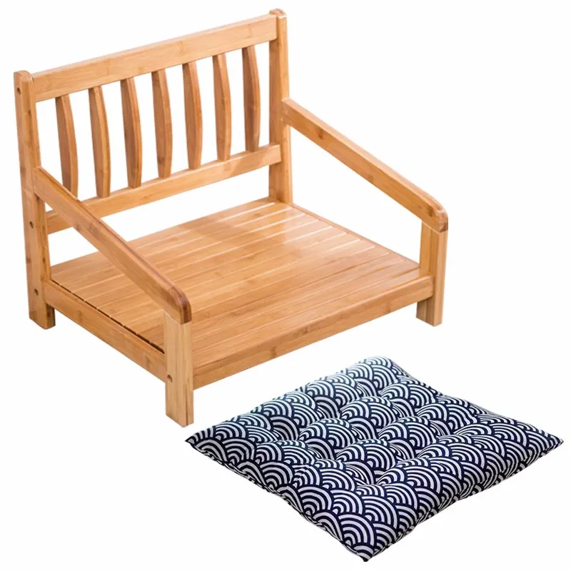 Japanese Meditation Tatami Chair Bamboo Floor Backrest Armchair Home Living Room Bamboo Furniture Japan Legless Zaisu Zen Chair