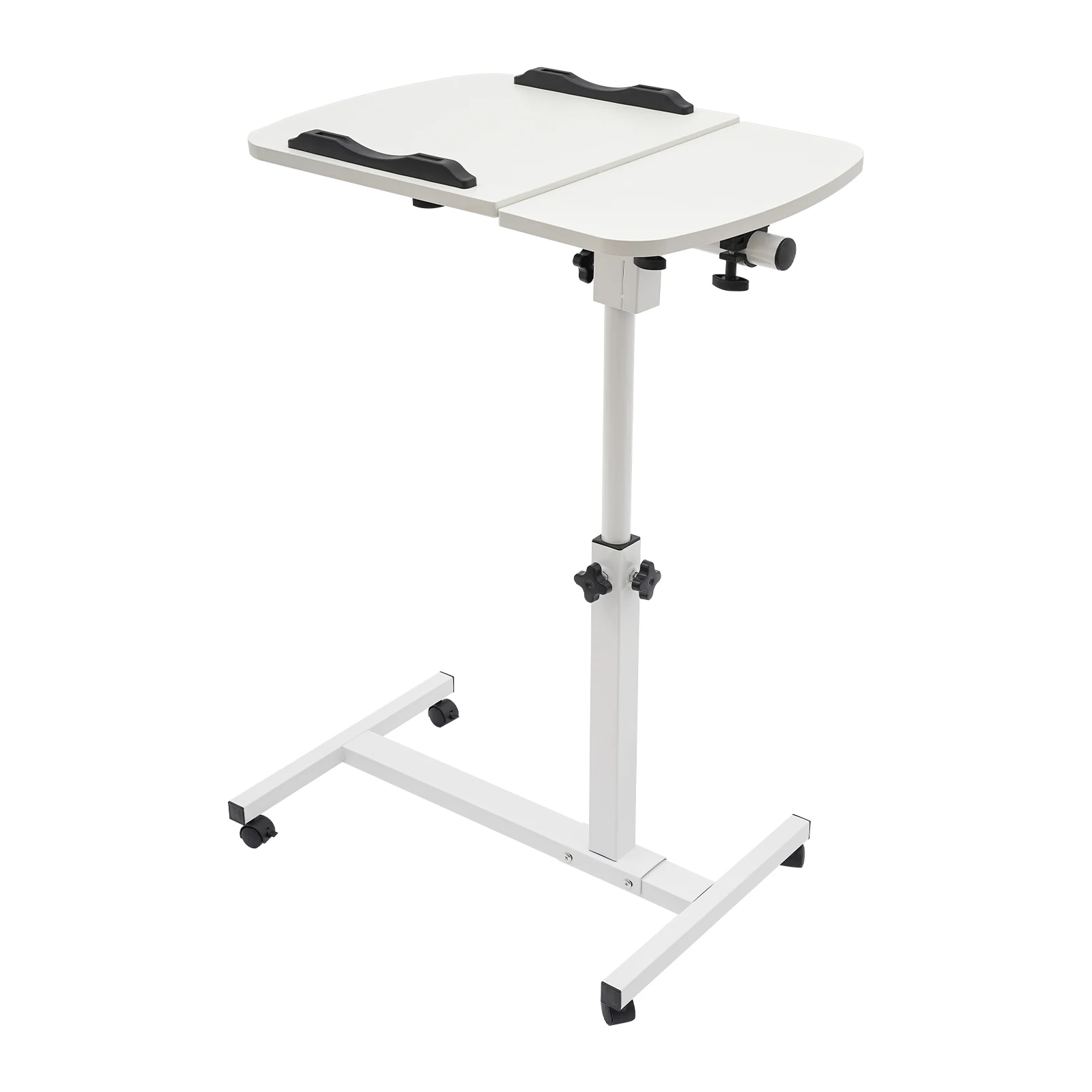 360° Adjustable Laptop Desk Stand Table Stand  Rolling Laptop Table with 4 Wheels White 3