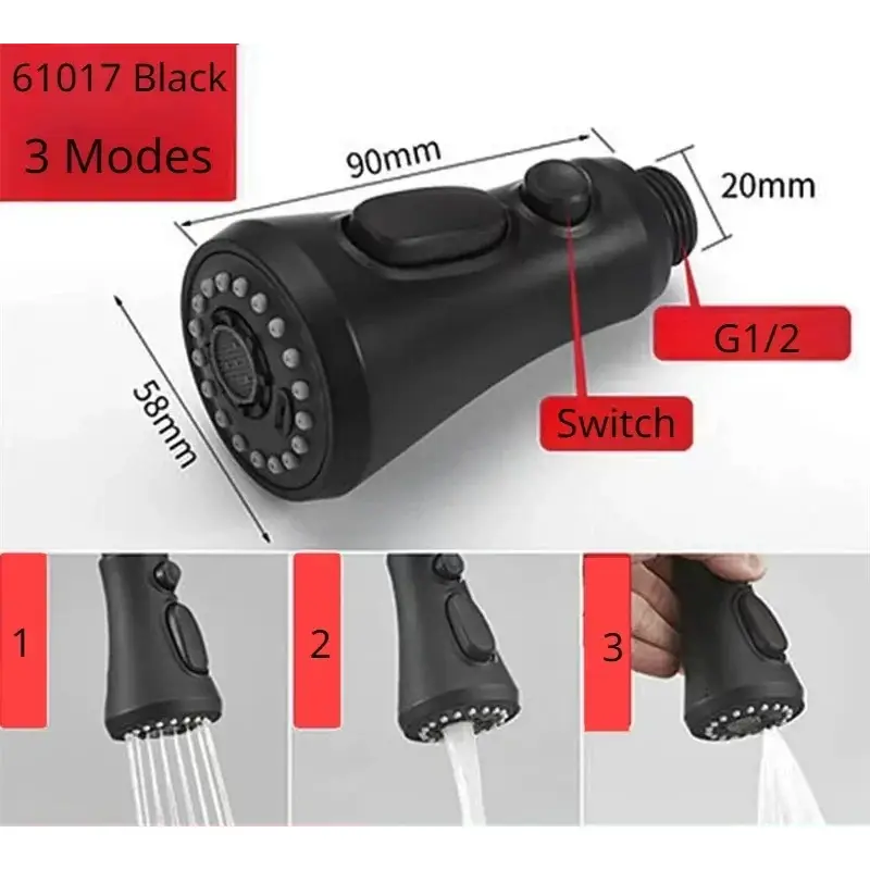 Kitchen Pull Out Faucet Sprayer Nozzle Sprayer ABS Durable Water Saving Shower Spray Head Bathroom Basin Sink Tap Replacement - Image 23