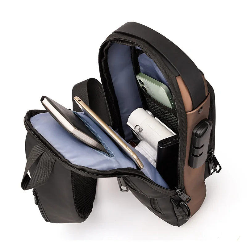 Sling Chest Bag Polarshe Anti-Theft Usb Multifunction Men's Shoulder Crossbody Fashion Travel Pack Motorcycle