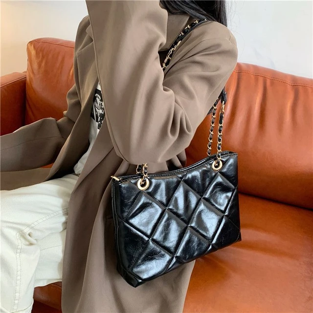 Small new women's bag high-grade sense rhombus large chain bag