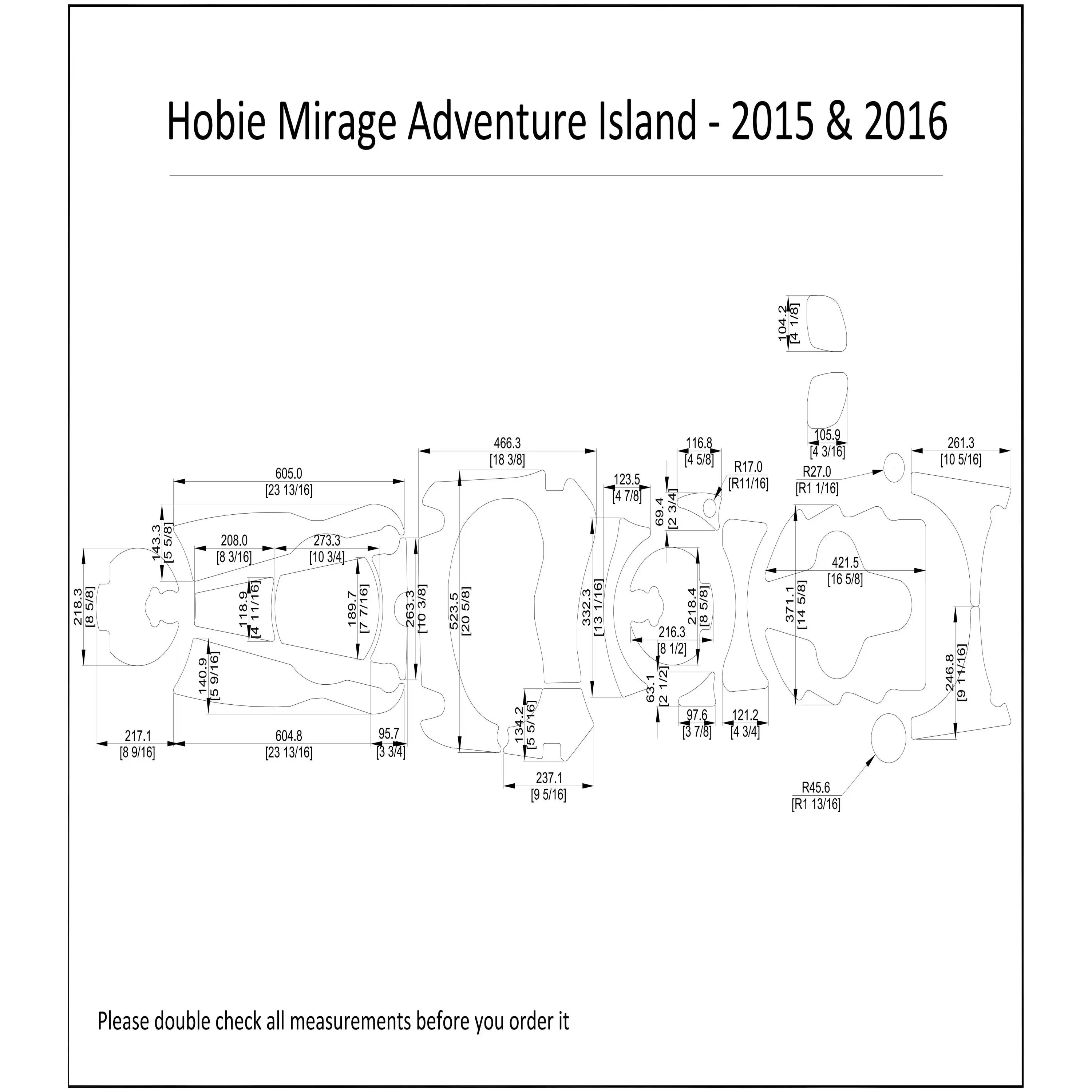 

2015-2016 Hobie Mirage Adventure Island Kayak Boat EVA Foam Teak Deck Floor Pad