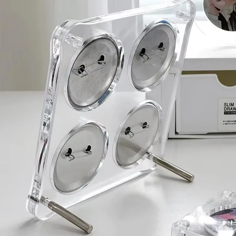 58mm/75mm Hanging Acrylic Badge Display Stand Transparent Desktop Badge Protective Cover Peripheral Stand Storage Box Card Brick