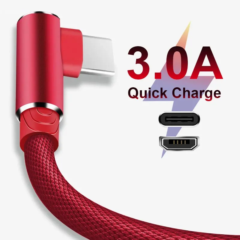 410489-a06a2e.jpg Sad5ec007a9144a3bb4f1dd5f2e8f9a7ac 1, 2, 3m 90 Degree Fast Charge Data Type C Micro USB C Cable for Samsung, Huawei, Xiaomi, Type-c Charger long Mobile Phone Wire Cord Mallzona