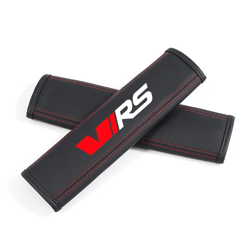 Leather Car Safety Belt Shoulder Cover Pads 2Pcs For Skoda VRS Octavia Kamiq Kodiaq Karoq Superb Fabia Rapid Car Accessories