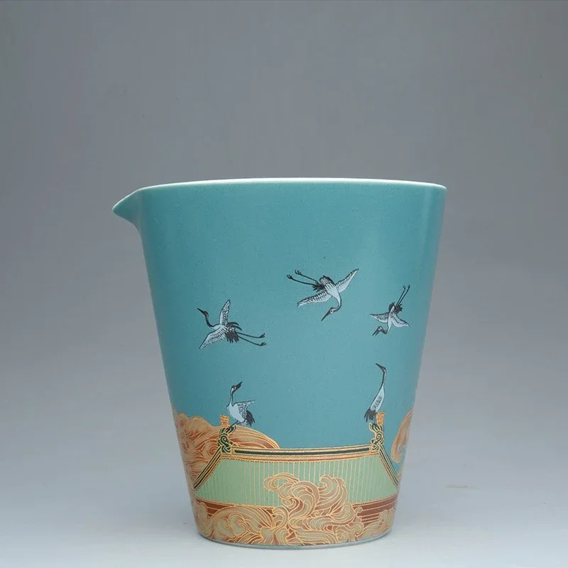 Tri-ColorCeramicGaiwan Set - ChineseSancaiTeaCupwithFair Cup & Pot Holder for Gongfu Brewing, TraditionalTea CeremonyAccessories