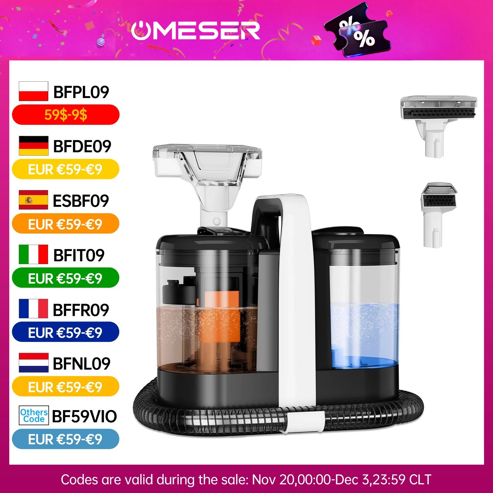 OMESER W07 15kPA maszyna myjka odkurzacz do czyszczenia prania dywanów z Polski za $59.99 / ~223zł