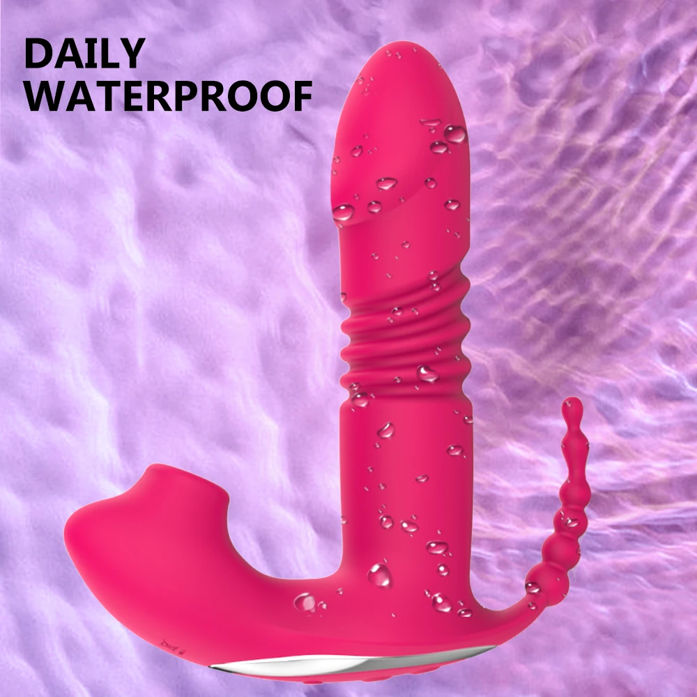 Silicone Sucking Vibrator Telescopic Oral Clitoris Stimulator_voghion.com