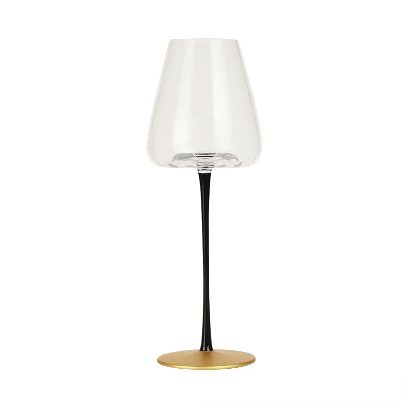 

Modern simple Burgundy red wine cup, big belly wine cup, luxury crystal glass, black pole, gold base goblet wine glasses