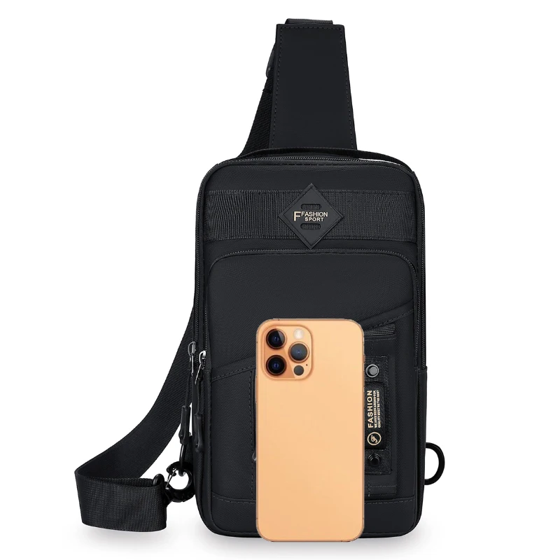 1 men's outdoor chest bag, fashionable crossbody bag, casual multifunctional sports crossbody bag, side backpack