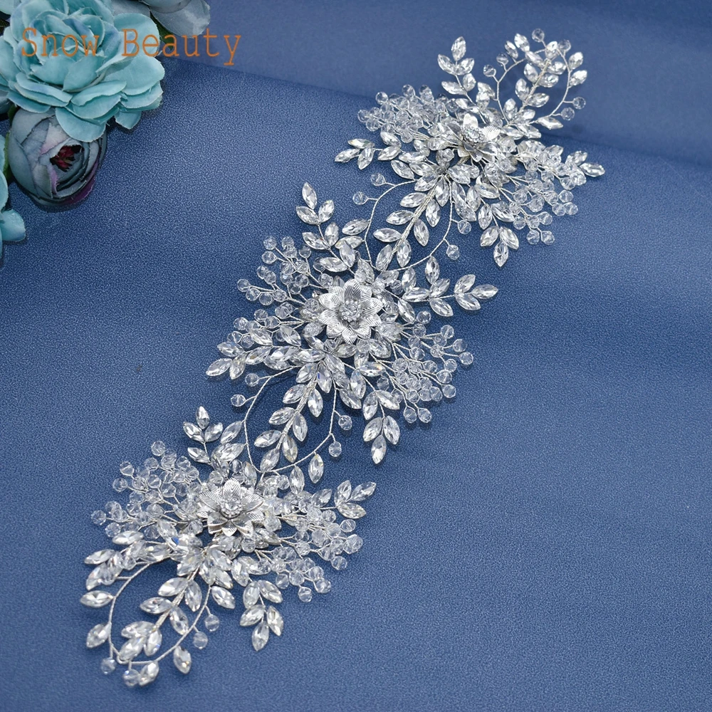 DZ094 Bridal Headband Handmade Flower Headband Crystal Wedding Hair Accessories Rhinestone Bridal Crown Elegant Women Headwear