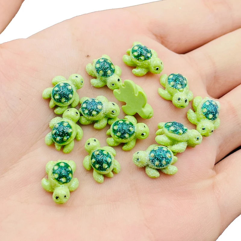 10 Pcs New Mini Kawaii Cute Animals Little Turtle Flat Back Resin Cabochons Scrapbook Diy Party Wedding Hairpin Accessories Craf 20pcs new cute mixed animals flatback resin kawaii cabochons diy scrapbook hair bows center c40