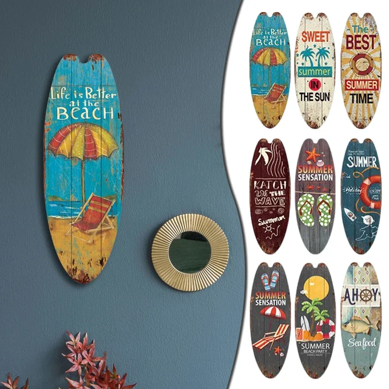 

Festival Bar Home Party Decor Vintage Wooden Print Sign Halloween Casual Home Decor Surfboard Wooden Sign Beach Style Hanging