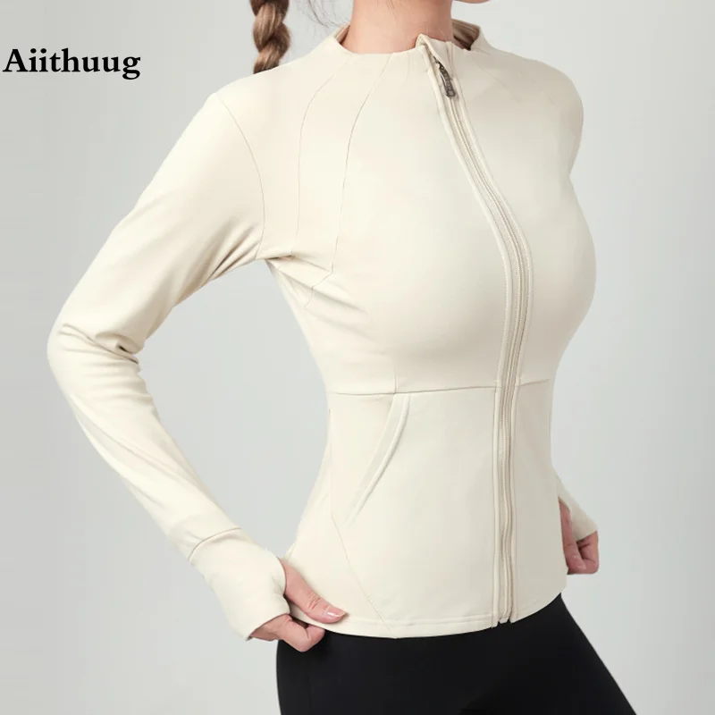 Sports Jacket Pockets Full Zip Up Long Sleeve Top 4018