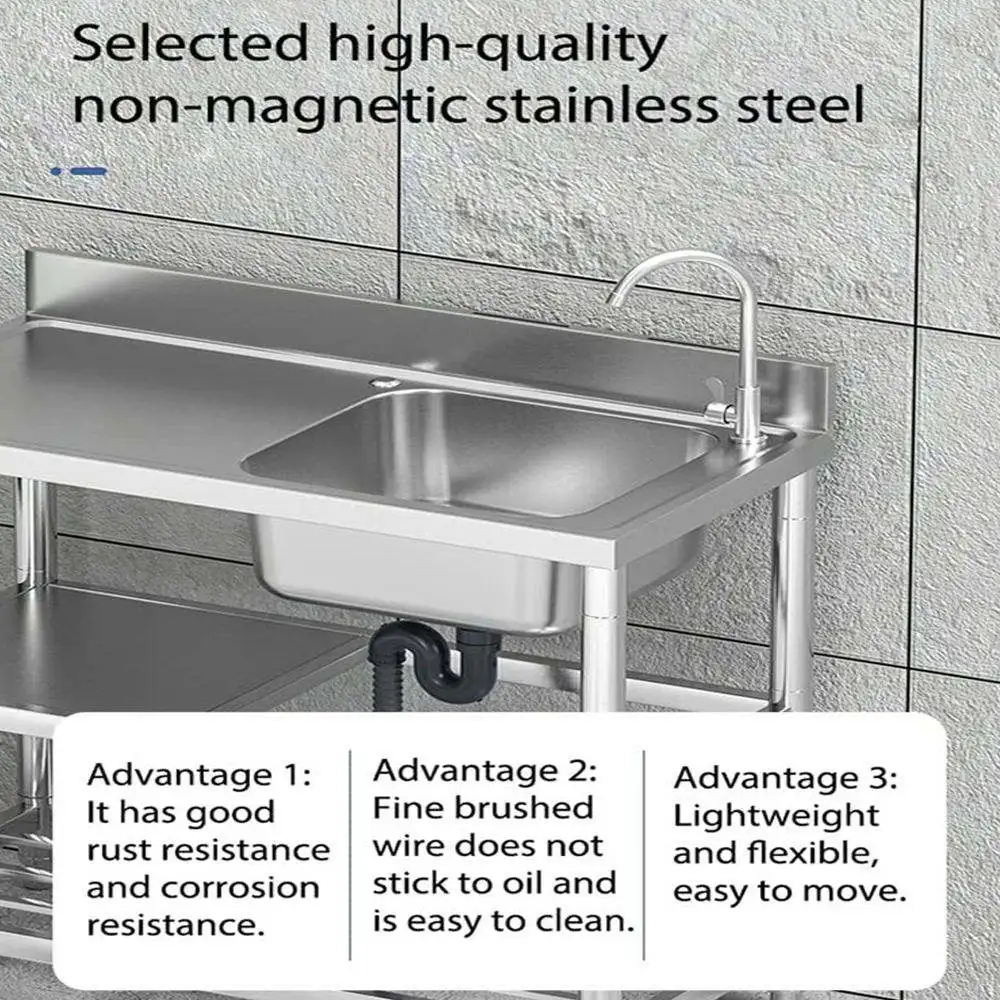 Outdoor Portable Stainless Steel Garden Sink Freestanding Commercial Kitchen Sink