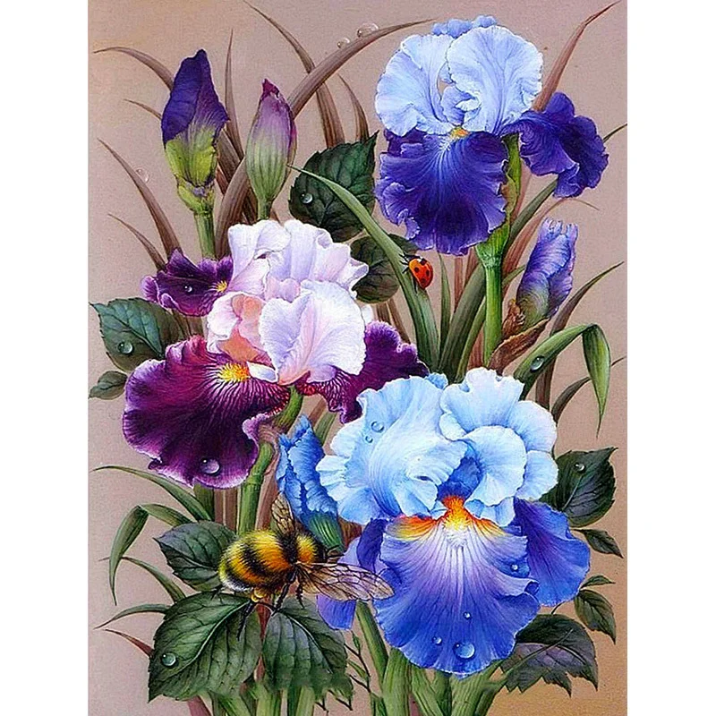 Huacan Diamond Painting Crystal Rhinestone Flower Diamond Embroidery Short Lint Canvas Drop shipping Iris Diamond Painting