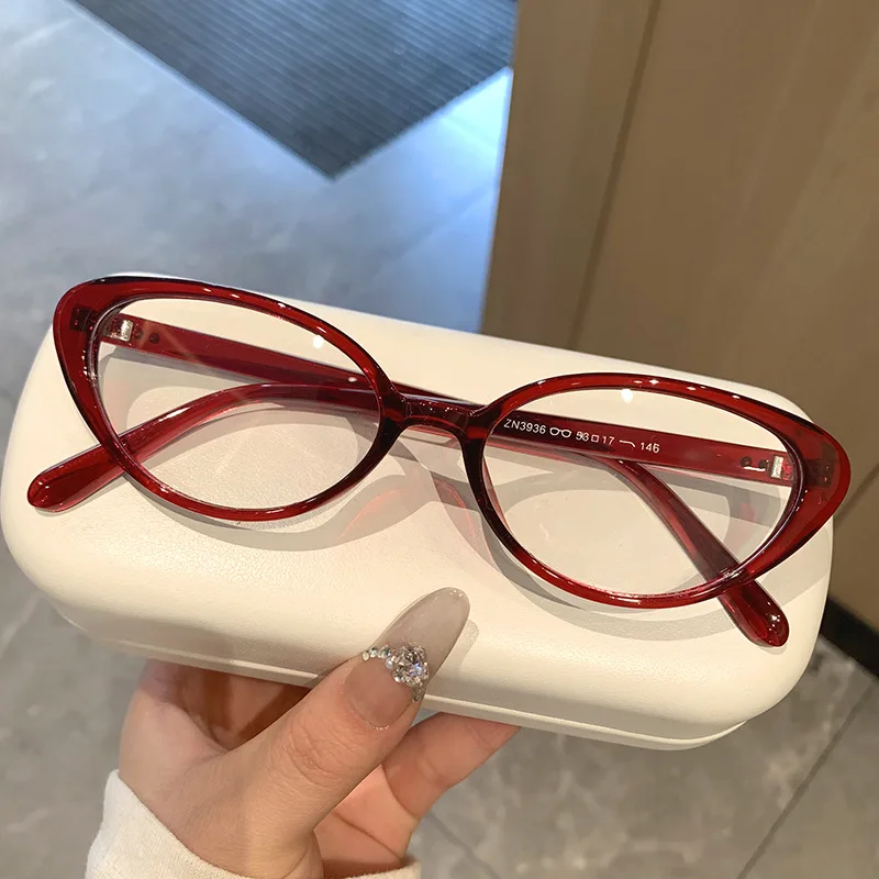 캣츠아이 심플 플랫 미러 블루라이트 차단 패션 트렌드 안경테 여성 인터넷 인기 소형 프레임 자외선 차단 안경테