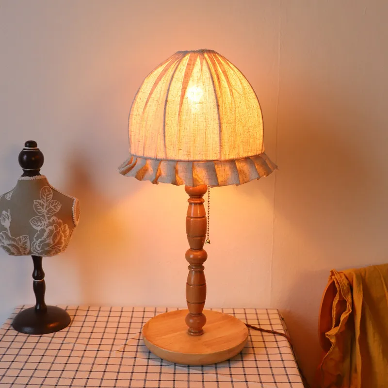 European style desk lamp, French style desk, bedroom, homestay, retro countryside solid wood bedside lamp