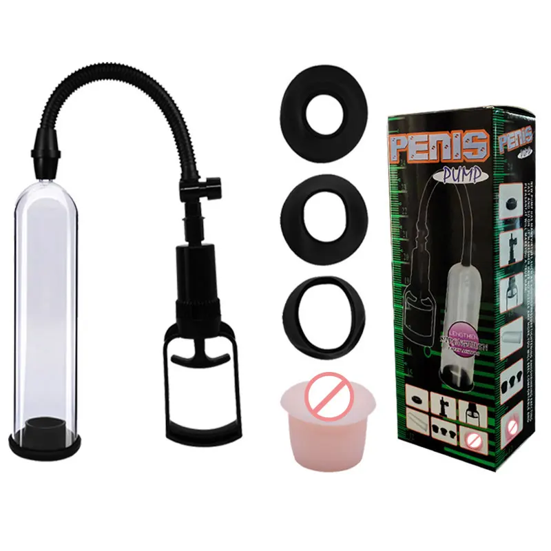 Penis Sex Toys 1 PCs 7-inch Unscaled Small Hand Pumped Penis Pump with Rubber Ring and Inverted Penis Stretcher