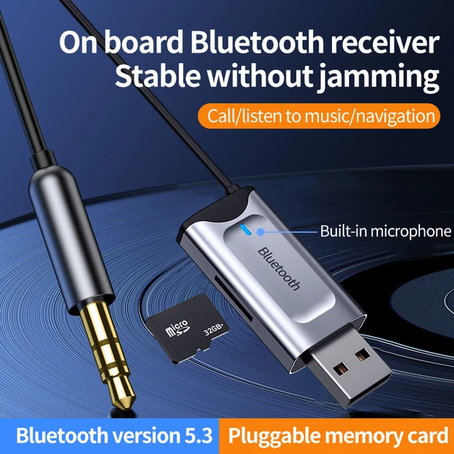 Tropisk skære vindruer Bluetooth Receiver Car Kit 5.3 Wireless USB Dongle to 3.5mm Jack AUX Audio  Music Adapter