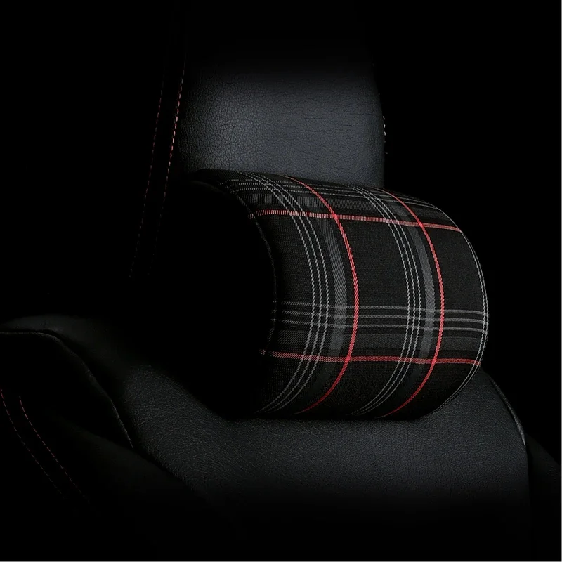 

Car Seat Supports Headrest Neck Rest Waist Pillow Interior Accessories with VW MK7 GTD GTE GTI Orange Tartan Fabric Justinplacek