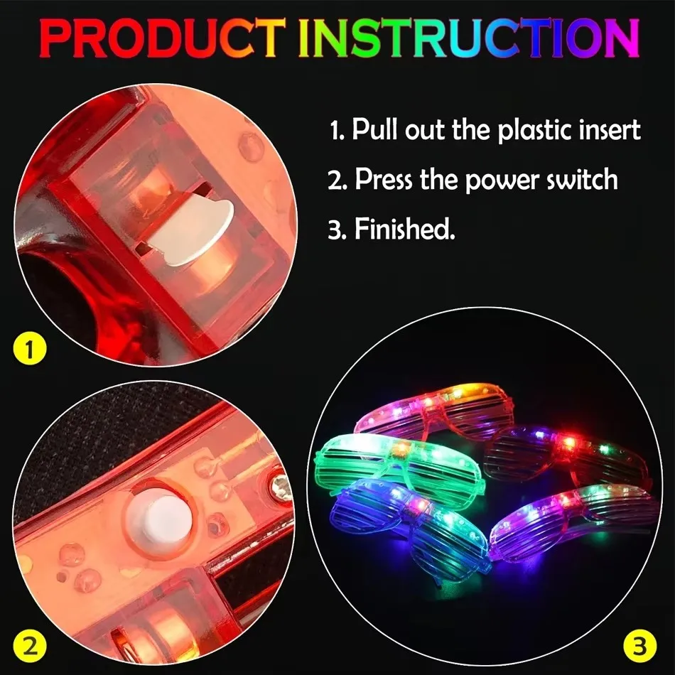 Glow in the Dark LED Eyeglasses Multiple Neon Colors Blinds Lampshade Glasses Christmas Mardi Gras Birthday Neon Mardi Gras Part,glow glasses,glow sunglasses