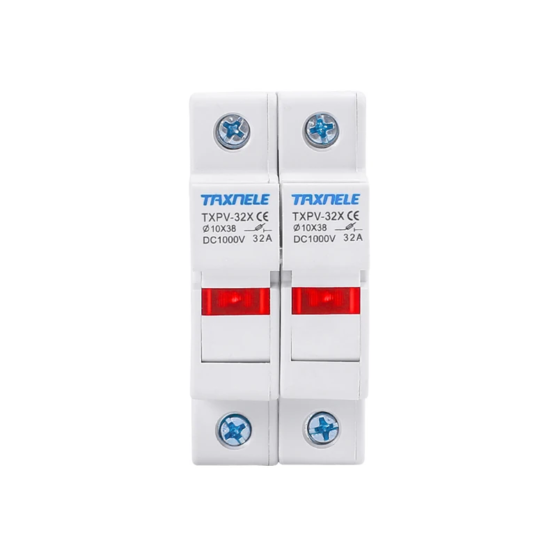 Solar PV Fuse Holder - 2P Parallel DC Fuse Base, 10x38mm, 1000V, Short Circuit Protector