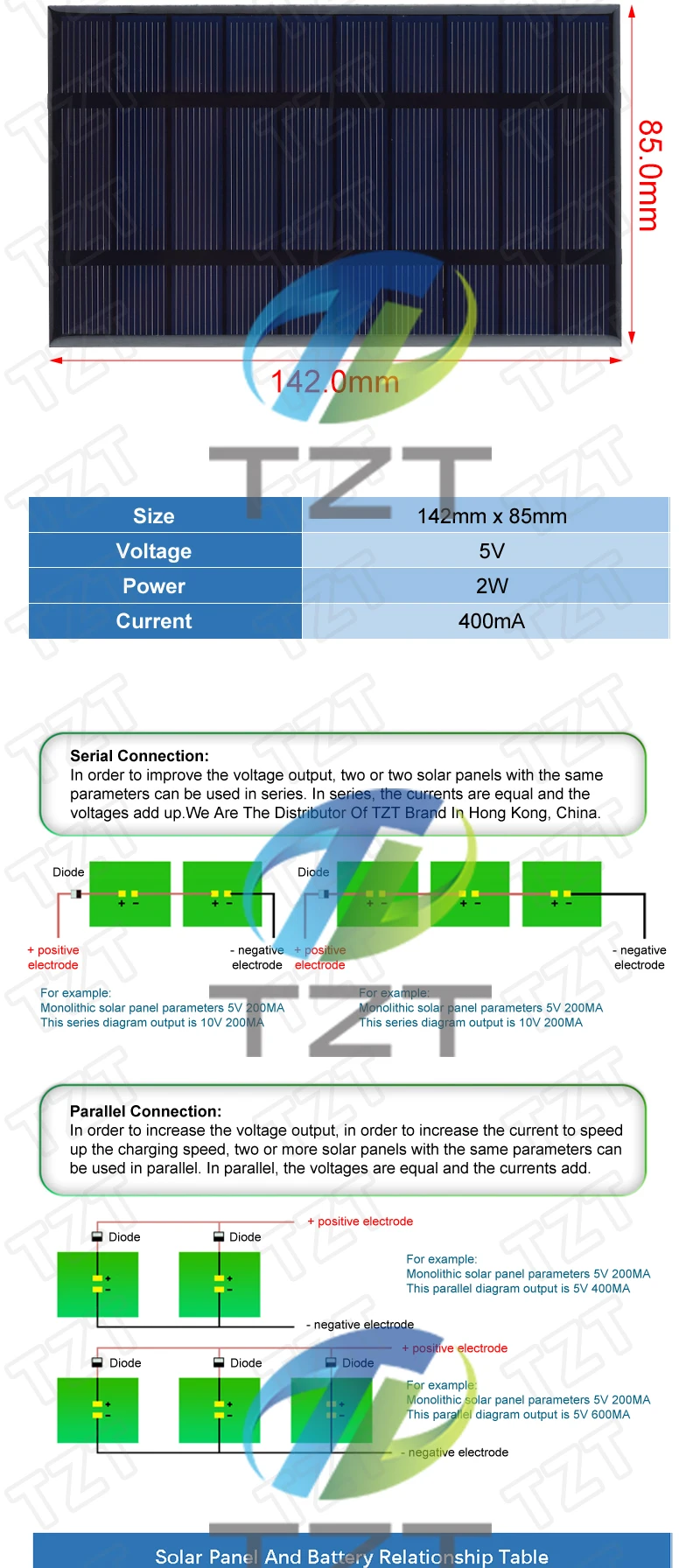 1/3 Stück Smart Electronics 400mA 5V 2W Solarzellen Solarpanel Telefonladegerät Heimwerkerbedarf 142mm*85mm Polykristallines Silizium – Detail 2