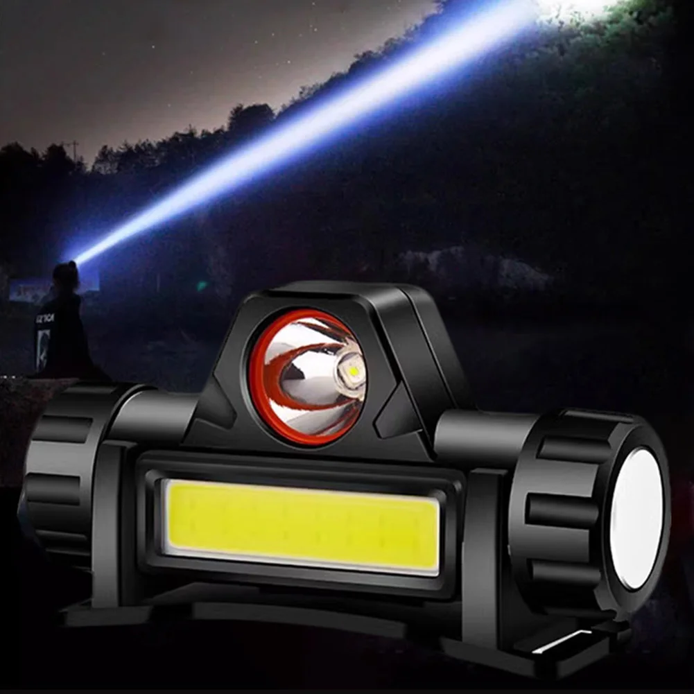 Mini LED Headlamp Waterproof Super Bright Head Torch USB Rechargable 2 Modes Adjustable Headband Outdoor Camping Fishing Lantern