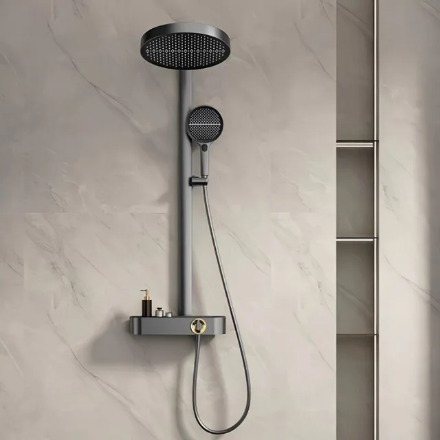 หัวฝักบัวแรงดันสูงแบบติดผนังสำหรับใช้ในบ้าน ระบบน้ำร้อนน้ำเย็นแบบเพิ่มแรงดัน อุปกรณ์เสริมในห้องน้ำ 1