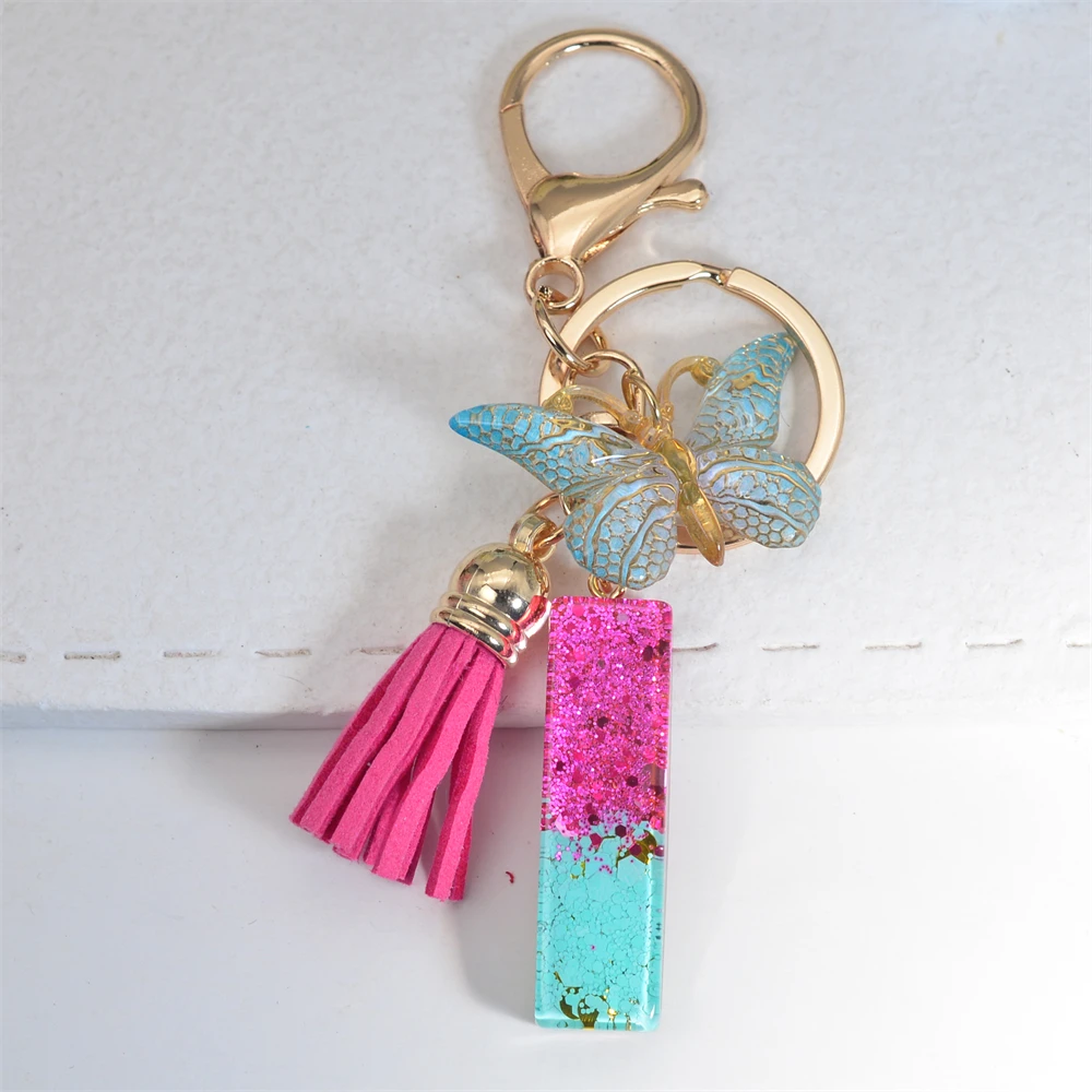 Porte-clés Lettre Initiale En Résine – Personnalisé, Mignon Avec Papillon, Cadeau Idéal - 9