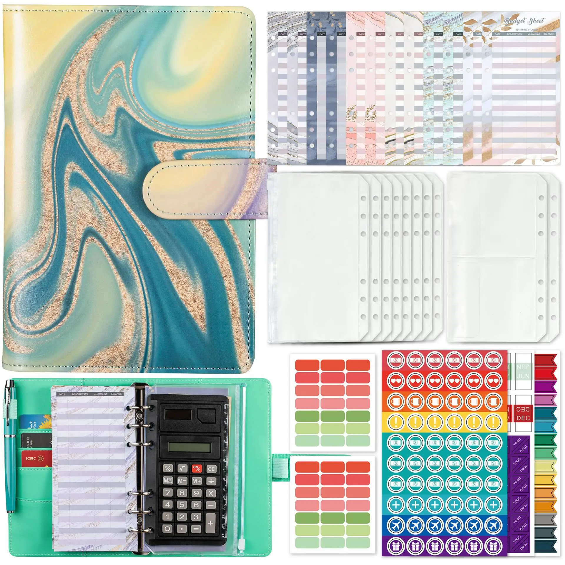 

A6 Watercolor Printed Money Budget Plan Binder Zip envelope Cash envelope budget for money organizer budget binding
