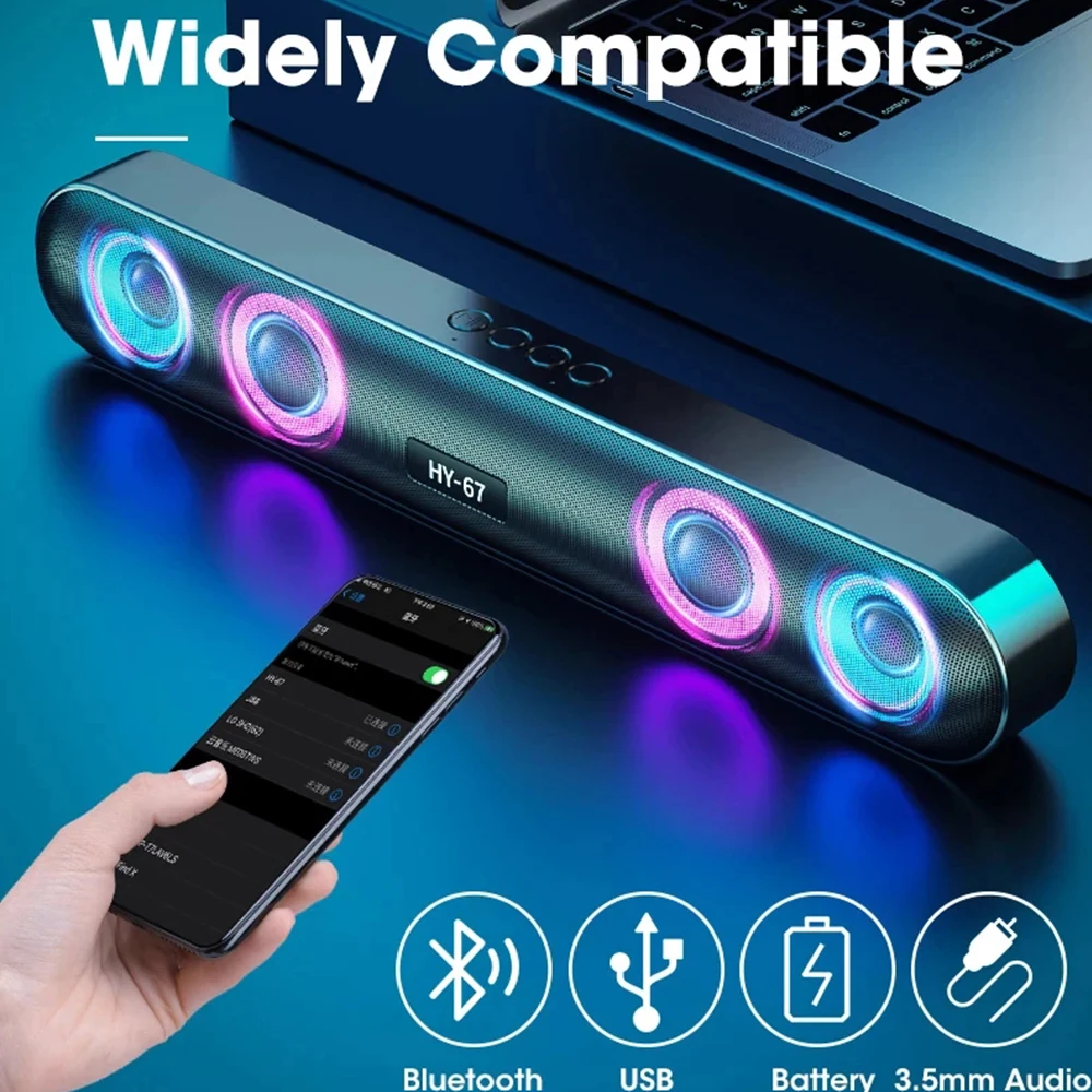Pc 6D Surround Speaker Wireless Bluetooth 5.0 Soundbar Home Wired Computer Stereo Subwoofer Sound Bar Pc Laptop Theater Tv Nuovo