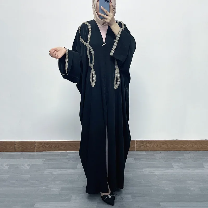 

Batwing Sleeve Middle East Dubai Abaya Kaftan Y2K Muslim Dress Abaya Women Collage Embroidered Loose Cardigan Robe Caftan