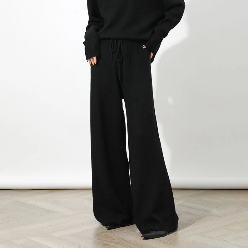 Women's 100% Wool Knitted Sweater Set Lady Fashion High Neck Soft Warm Winter Autumn Tracksuit 6