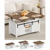 39.4" Lift Top Coffee Table, 4 in 1 Coffee Table, Farmhouse Convertible Coffee Tables, with Hidden Compartments, with Sliding Do 1